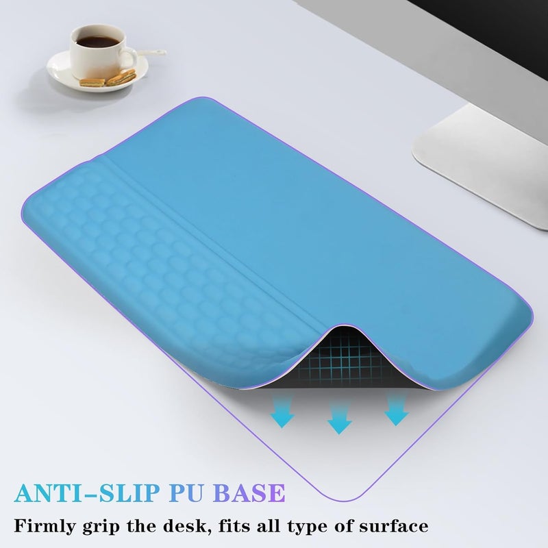 KEPUTAIER Computer Keyboard Stand with Wrist Rest, Ergonomic Tilted Keyboard Holder - Keyboard Riser with Wrist Pad - Keyboard Tray Support for Office Home - Blue - Image 5
